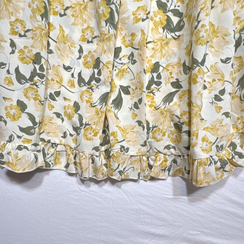 SHEIN CURVE Women's 1XL Cream/Yellow/Green Floral A-Line V-Neck Flutter Dress - Picture 7 of 11